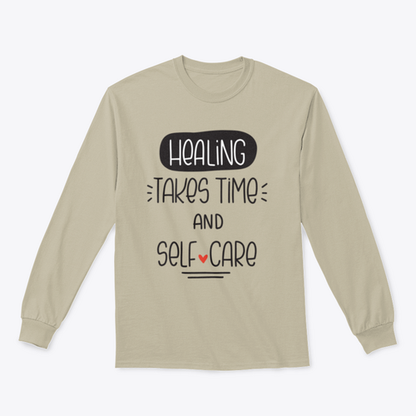 Healing Takes Time And Self-Care Quote Vector Design For Sweatshirt